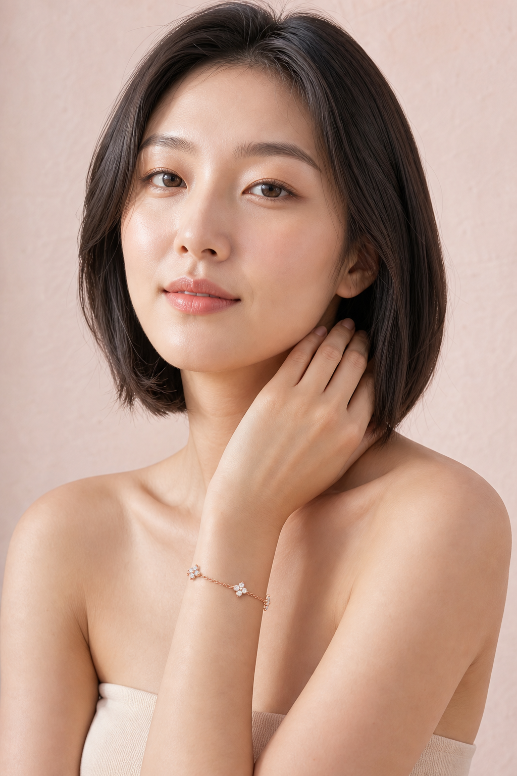 Celia Clover Station Bracelet model rose gold by SURI