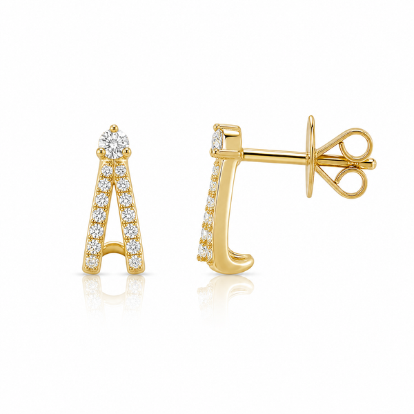 Diamond Lobe Stud Earrings