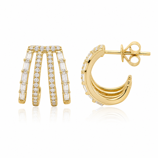 Baguette and Diamond Four Wrap Earrings