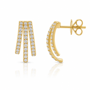 Three Pave Graduated Wrap Earrings