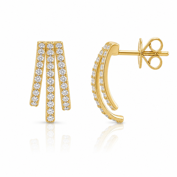 Three Pave Graduated Wrap Earrings