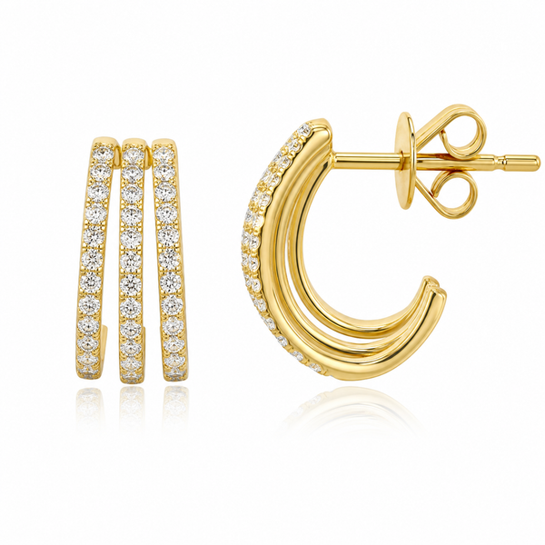 Three Pave Wrap Earrings