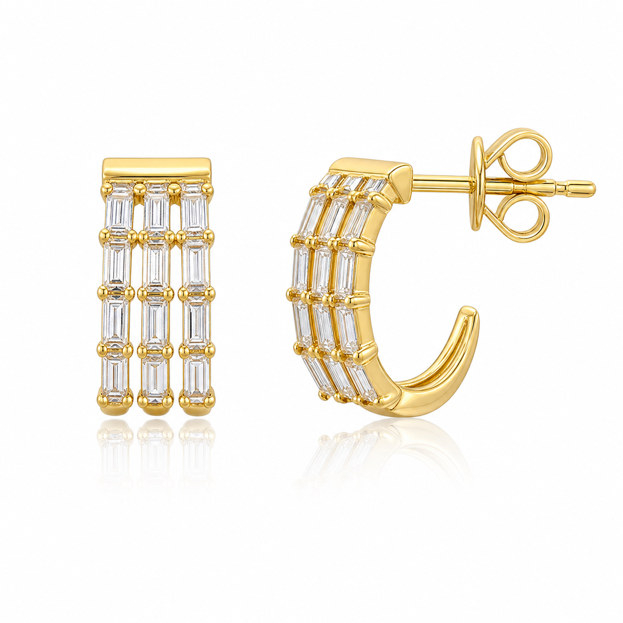 Three Baguette Wrap Earrings product gold by SURI