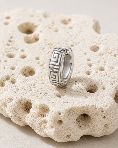Olympia Geometric Hoop Earrings rock silver by SURI