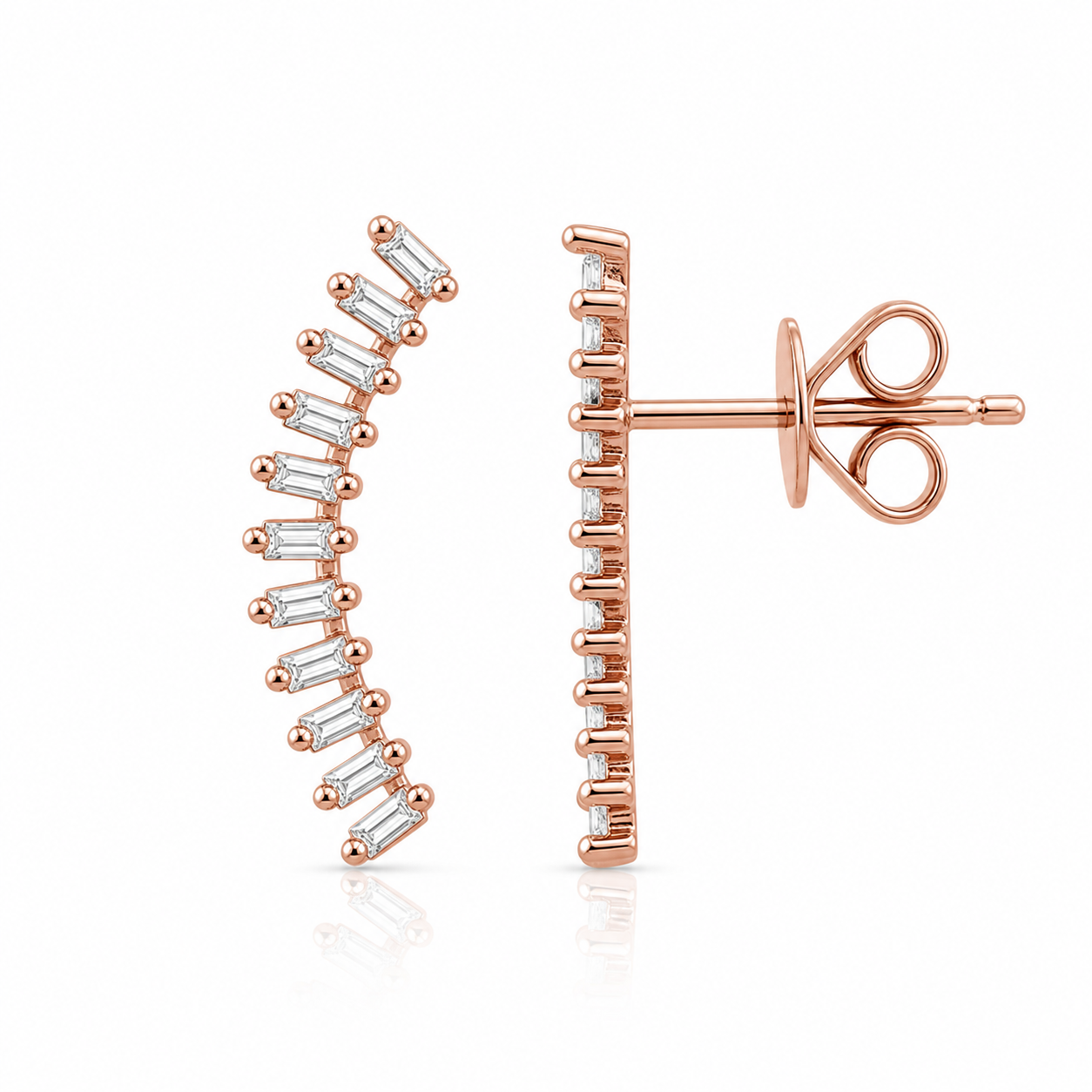 Curved Baguette Climbers product rose gold by SURI