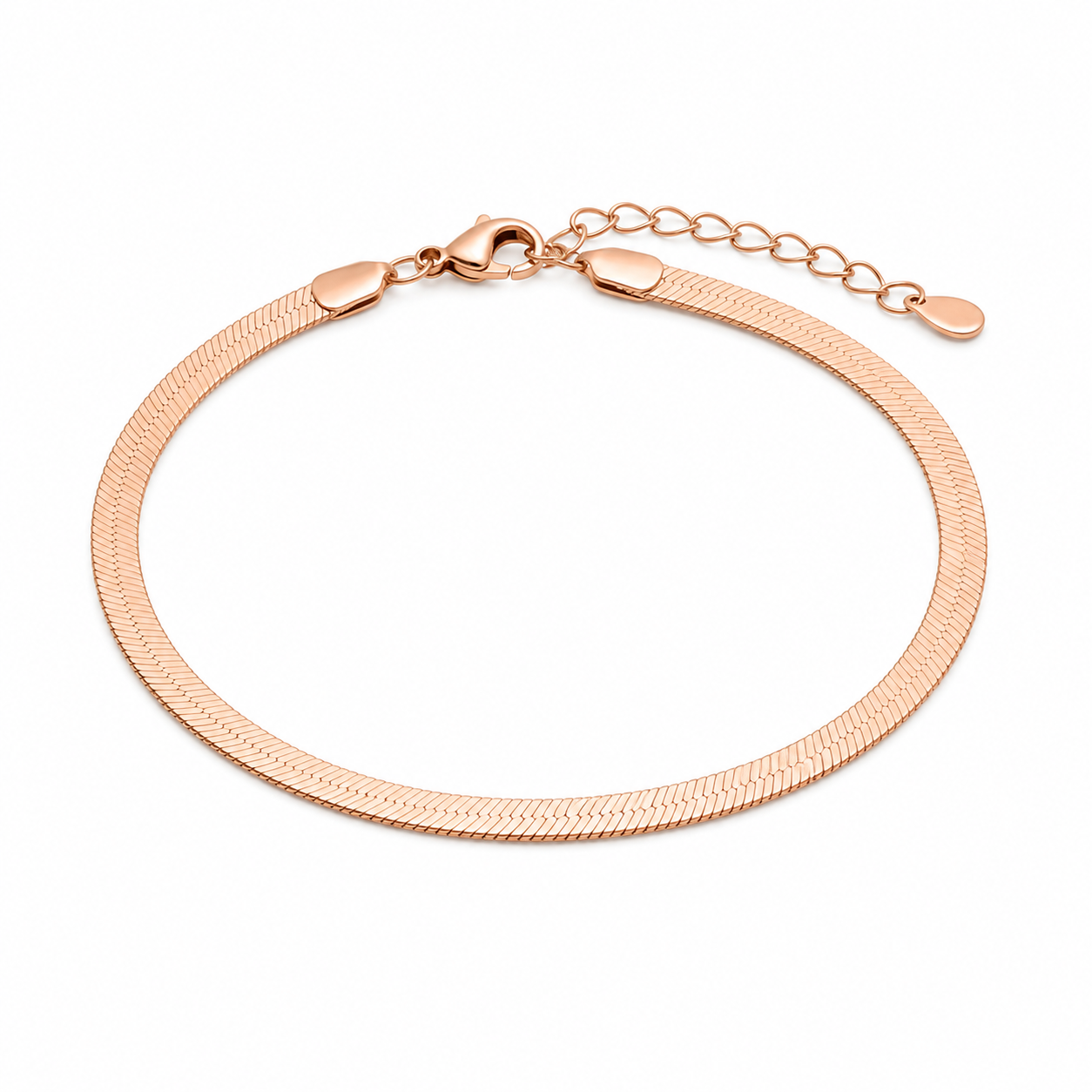 Isla Herringbone Anklet product rose by SURI