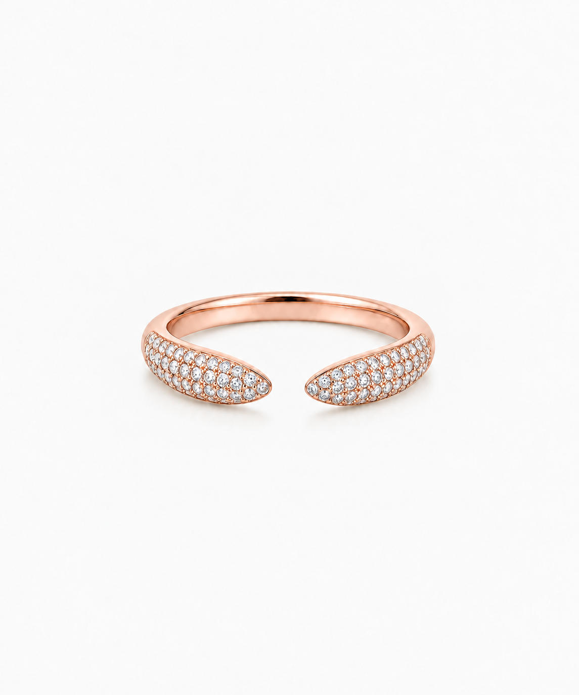 Ivara Pavé Bypass Ring in rose gold on white background