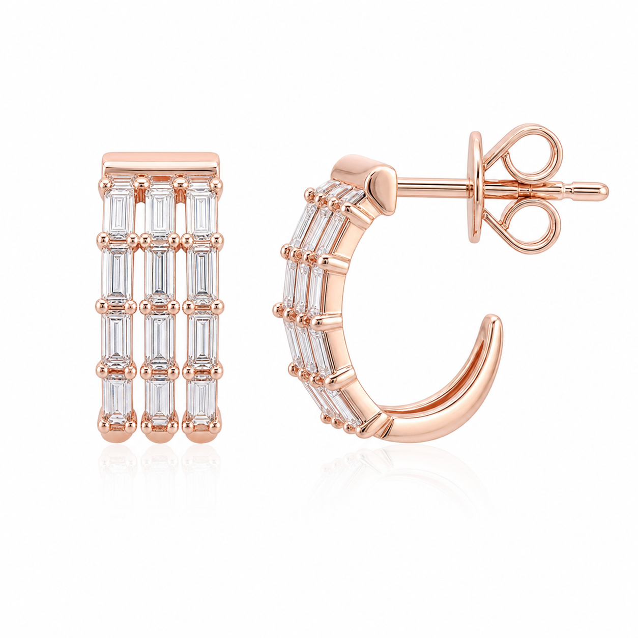 Three Baguette Wrap Earrings product rose gold by SURI