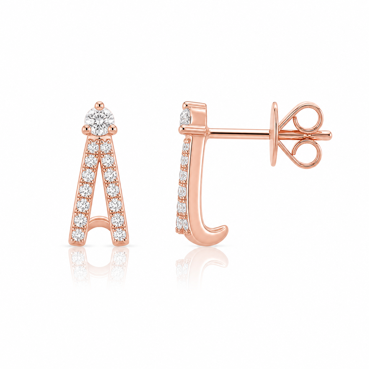 Diamond Lobe Stud Earrings product rose gold by SURI