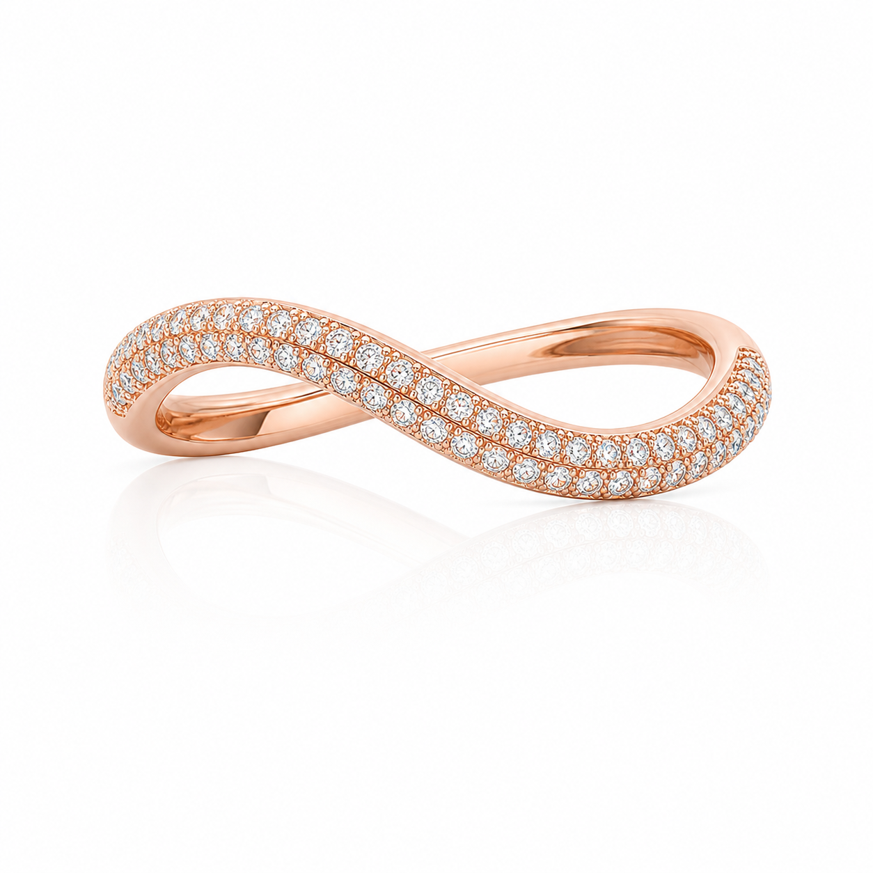 Thin Stackable Pave Dome Ring product rose gold by SURI