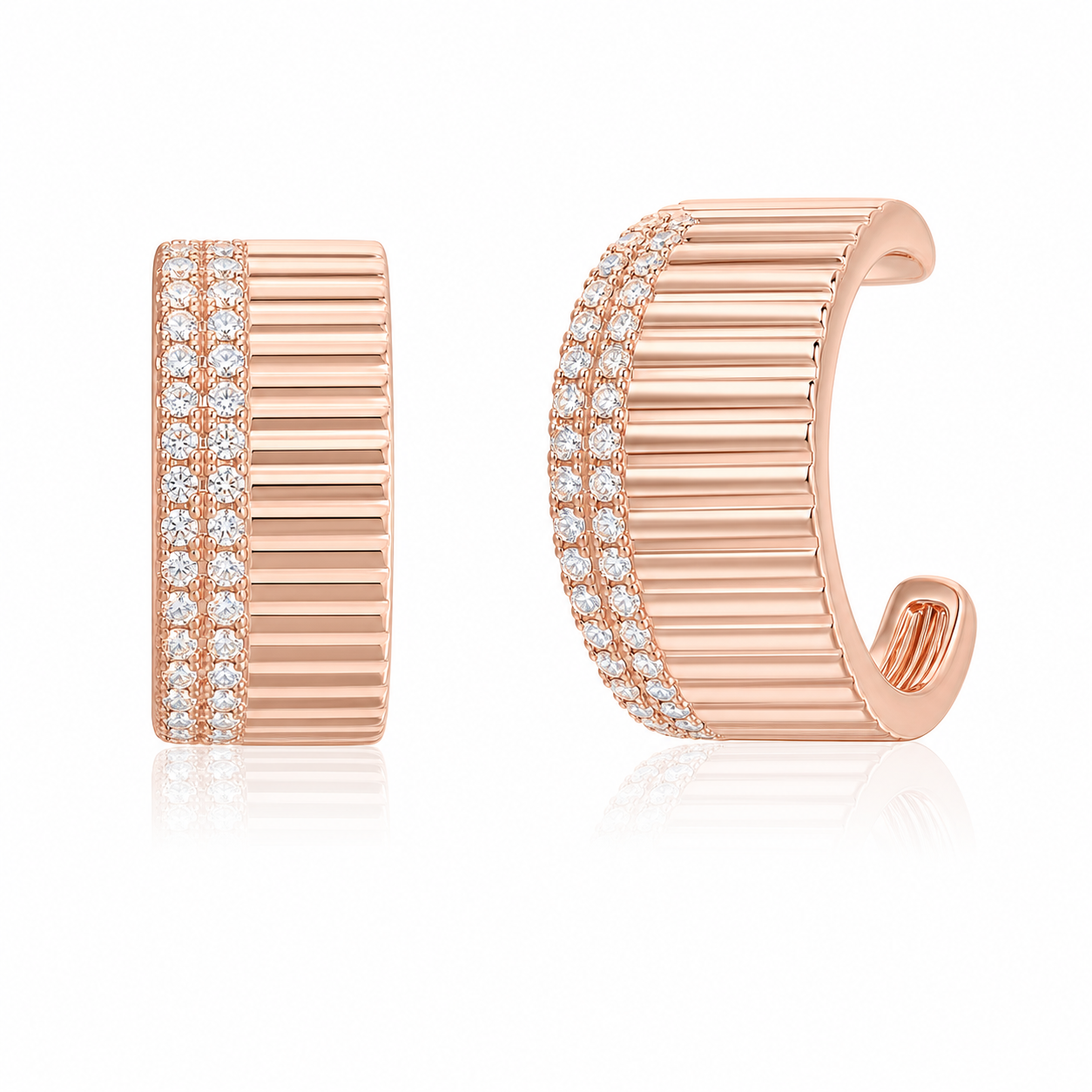 Fluted Side Pave Cuff product rose gold by SURI