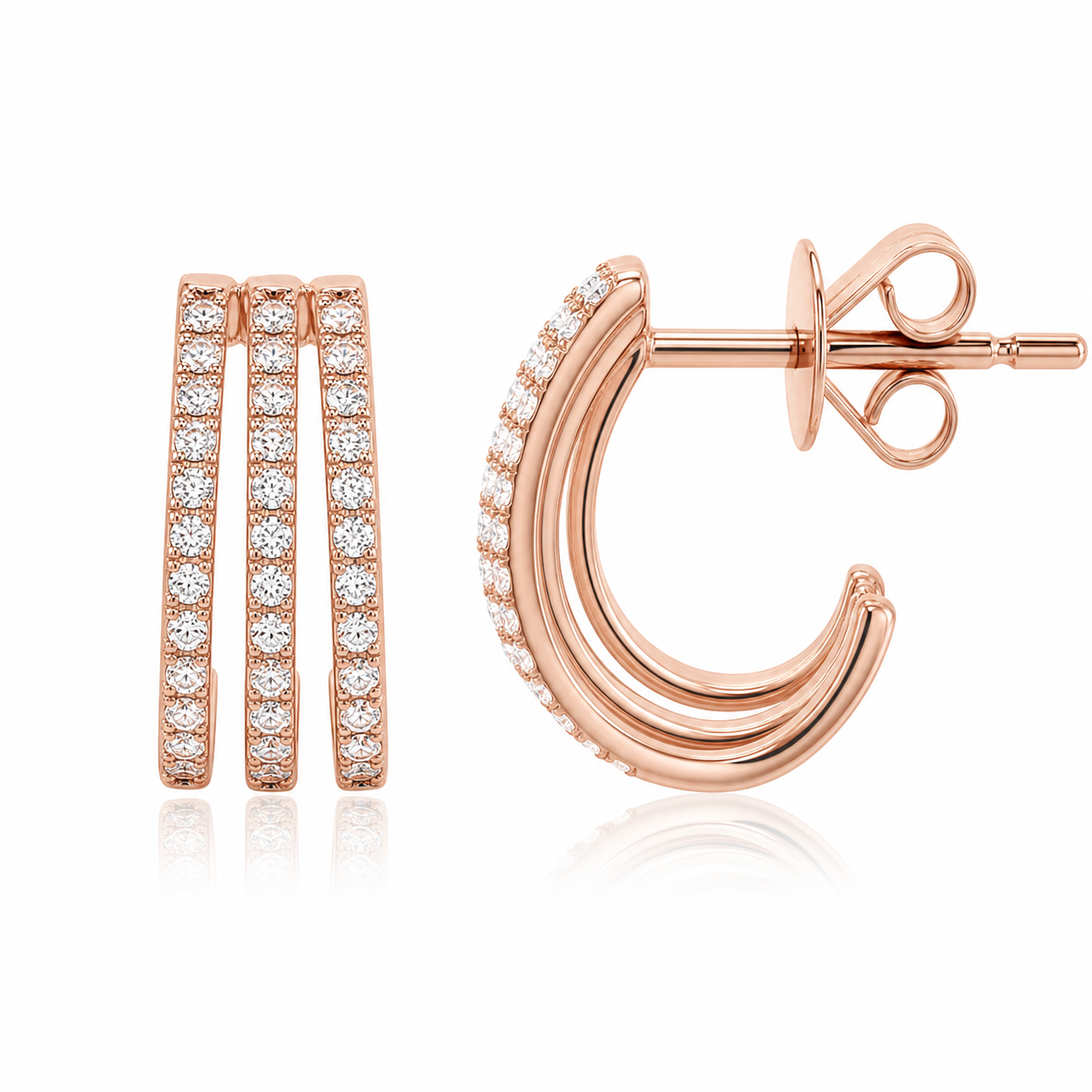 Three Pave Wrap Earrings product rose gold by SURI
