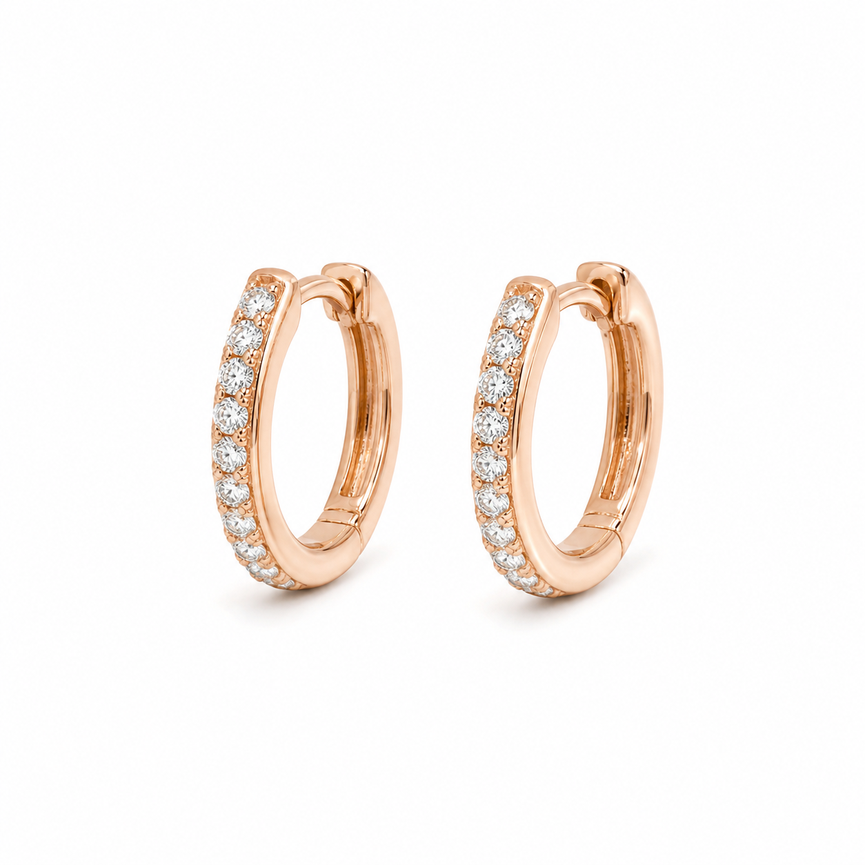 Lucia Pave Huggie Hoop Earrings product rose by SURI