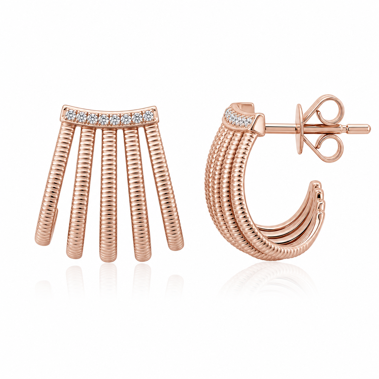 Fluted Five Wrap Earring product rose gold by SURI