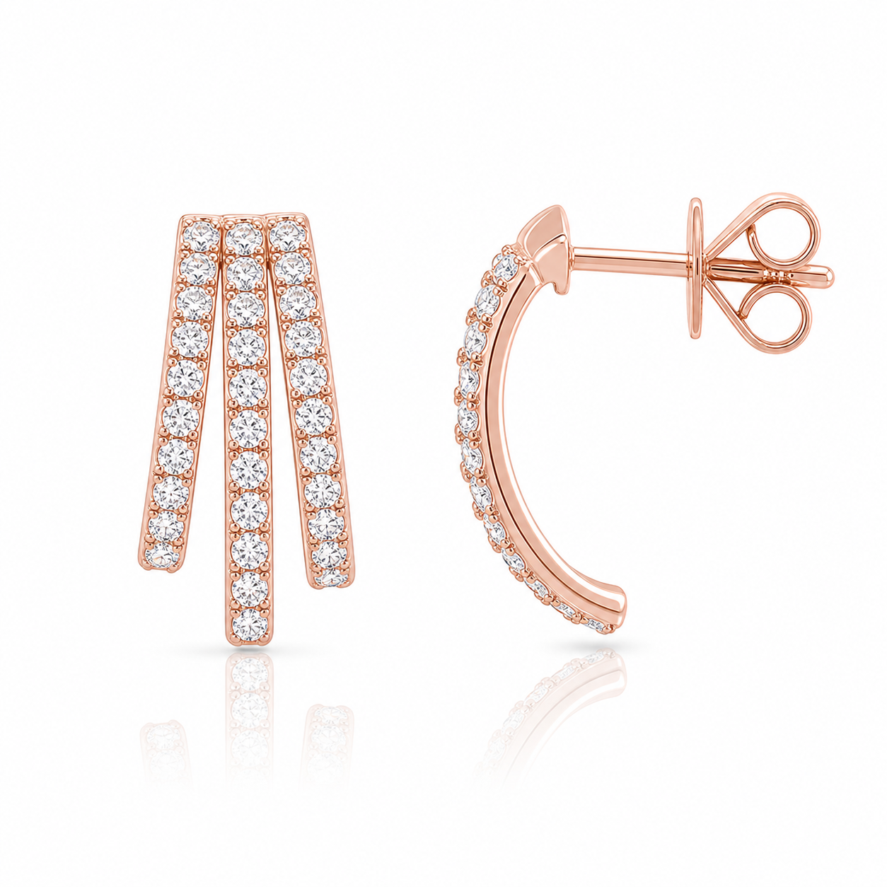 Three Pave Graduated Wrap Earrings product rose gold by SURI