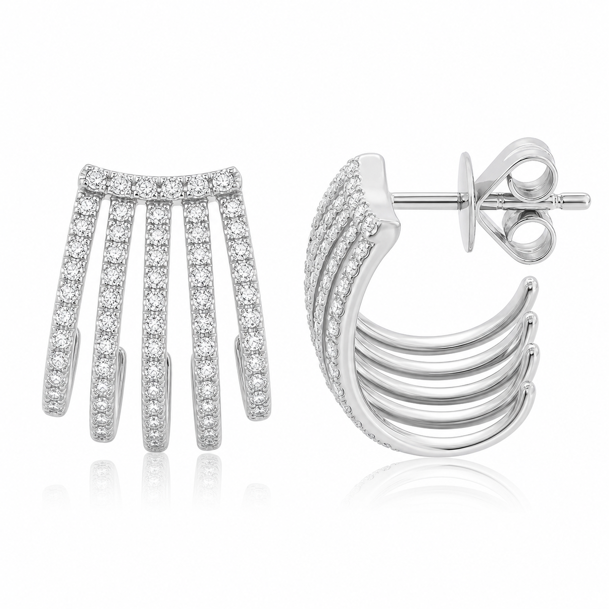 Five Pave Wrap Earrings product silver by SURI