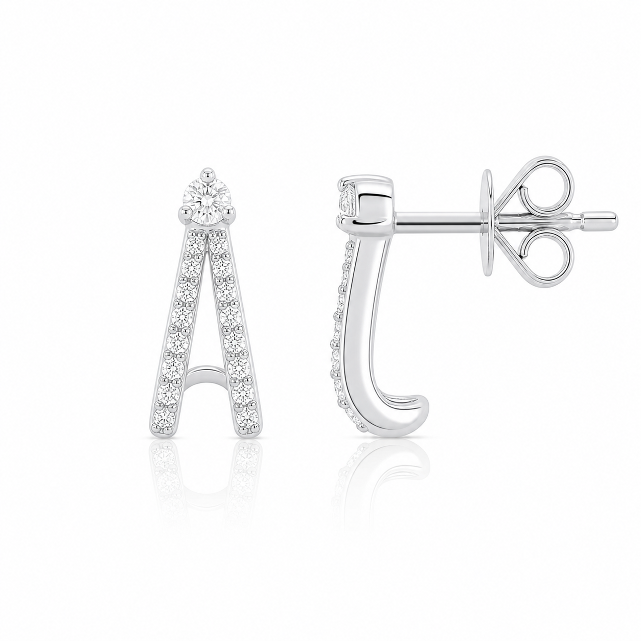 Diamond Lobe Stud Earrings product silver by SURI