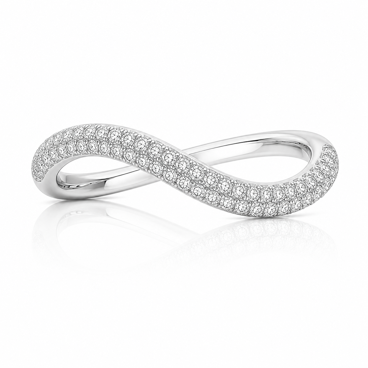Thin Stackable Pave Dome Ring product silver by SURI