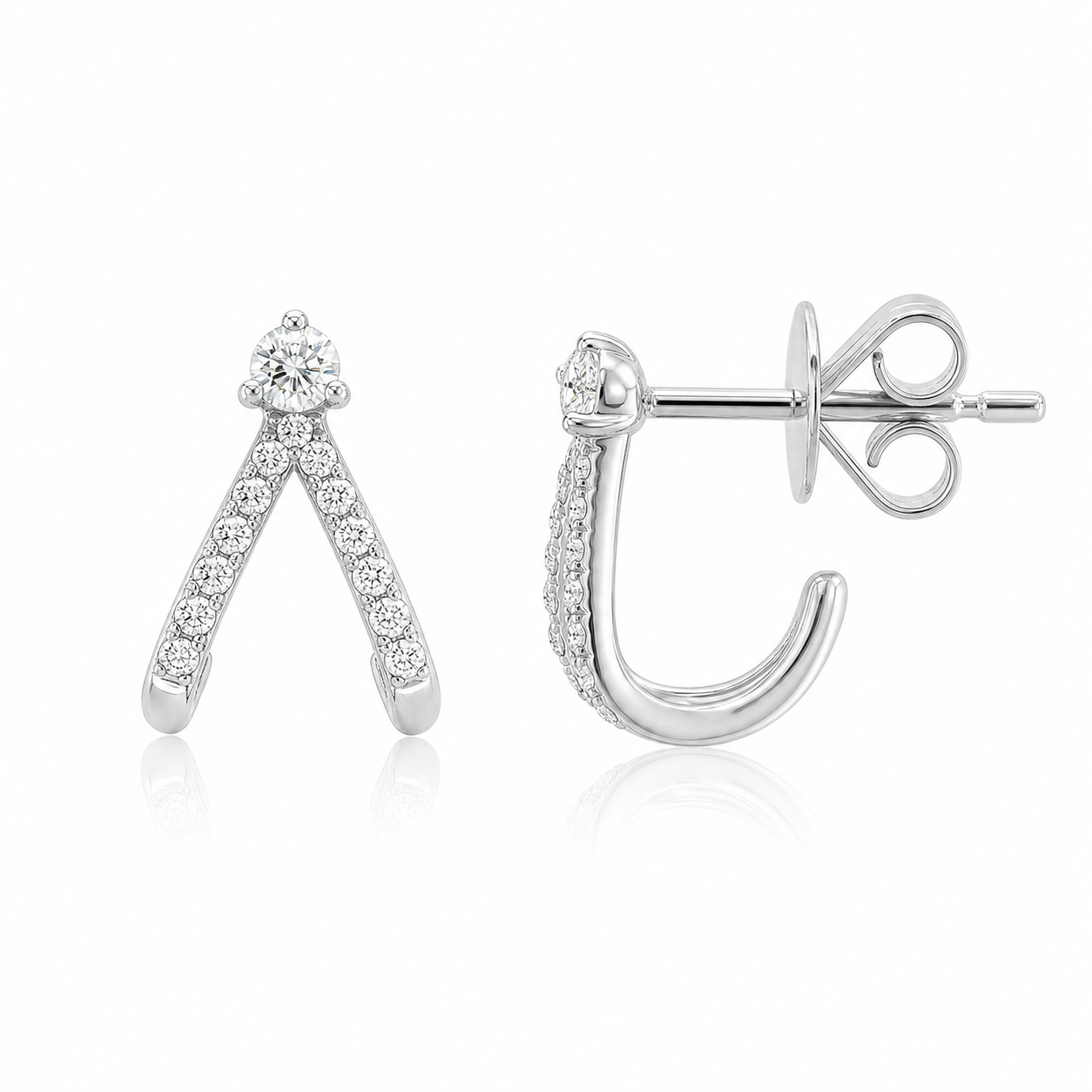 Split Diamond Earrings product silver by SURI