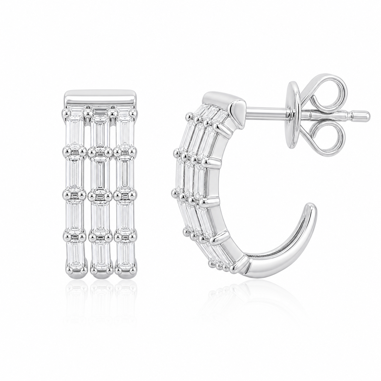 Three Baguette Wrap Earrings product silver by SURI