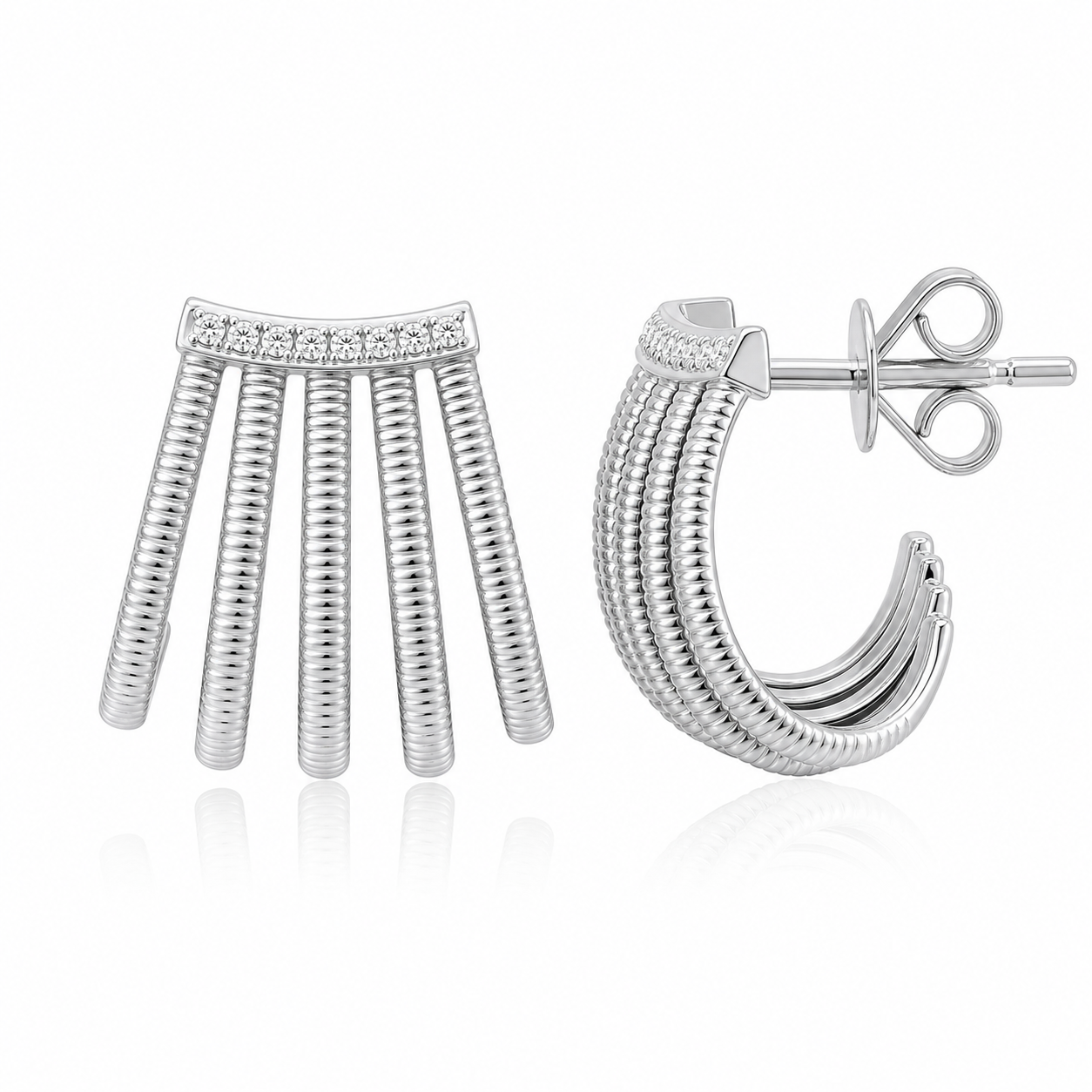 Fluted Five Wrap Earring product silver by SURI