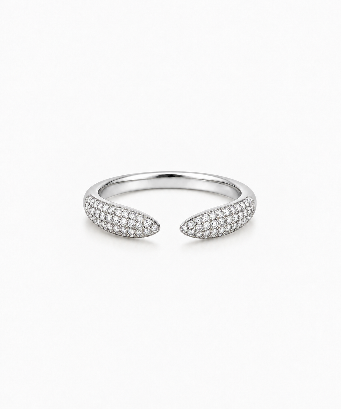 Ivara Pavé Bypass Ring in silver on white background