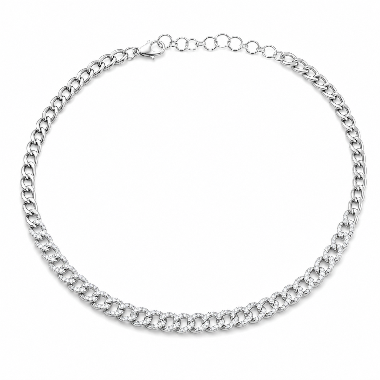 Diamond Cuban Link Necklace product silver by SURI