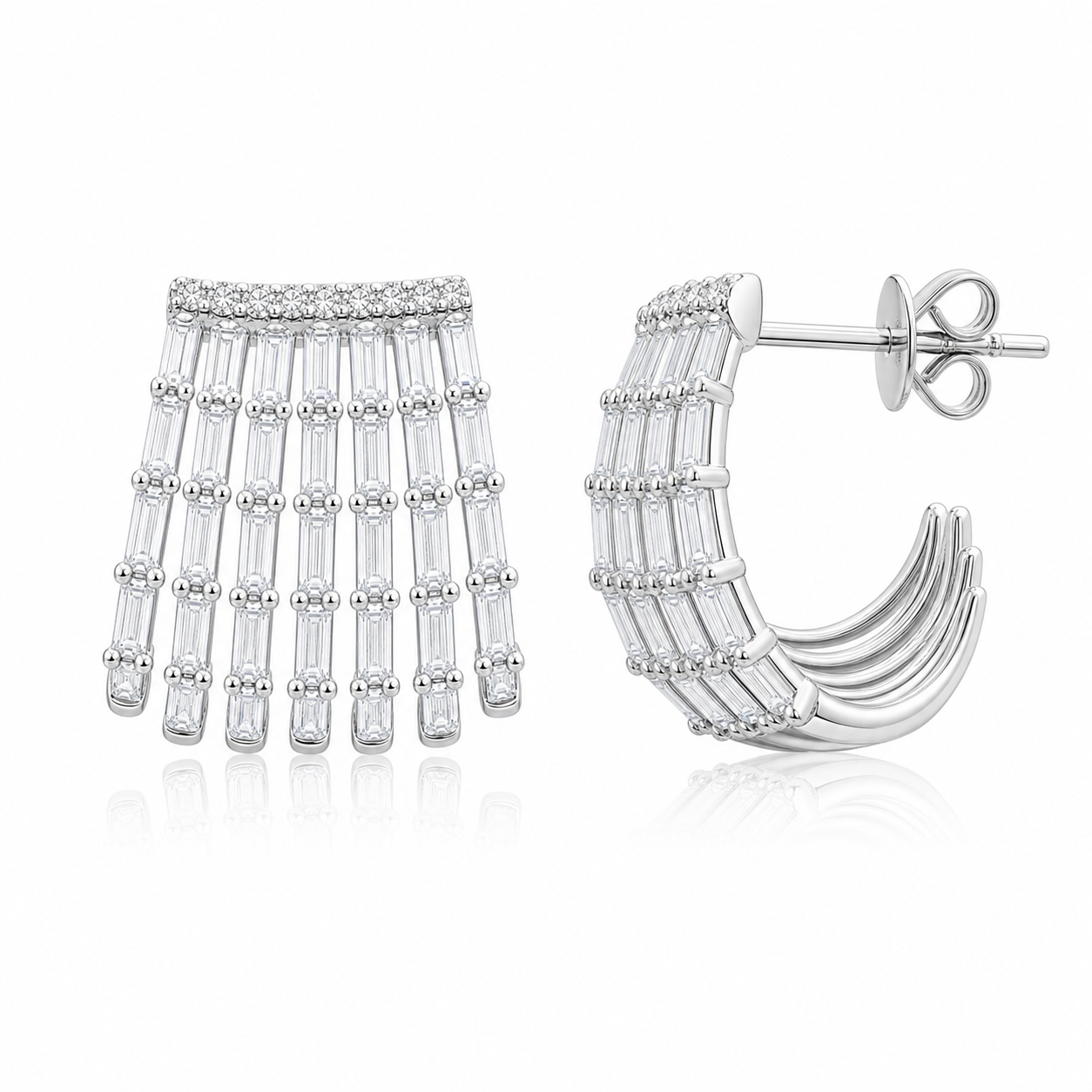 Five Baguette Wrap Earrings product silver by SURI