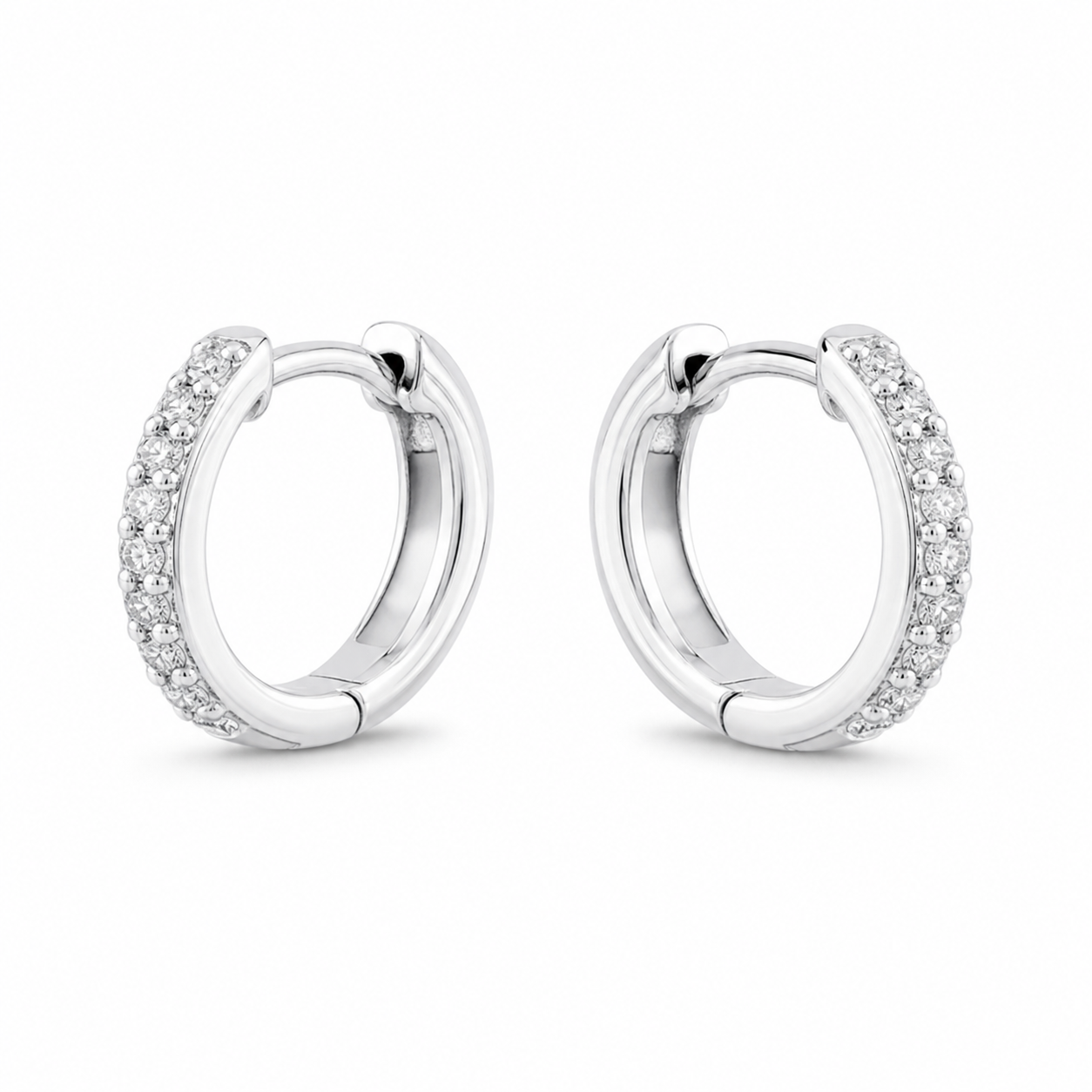 Lucia Pave Huggie Hoop Earrings product silver by SURI