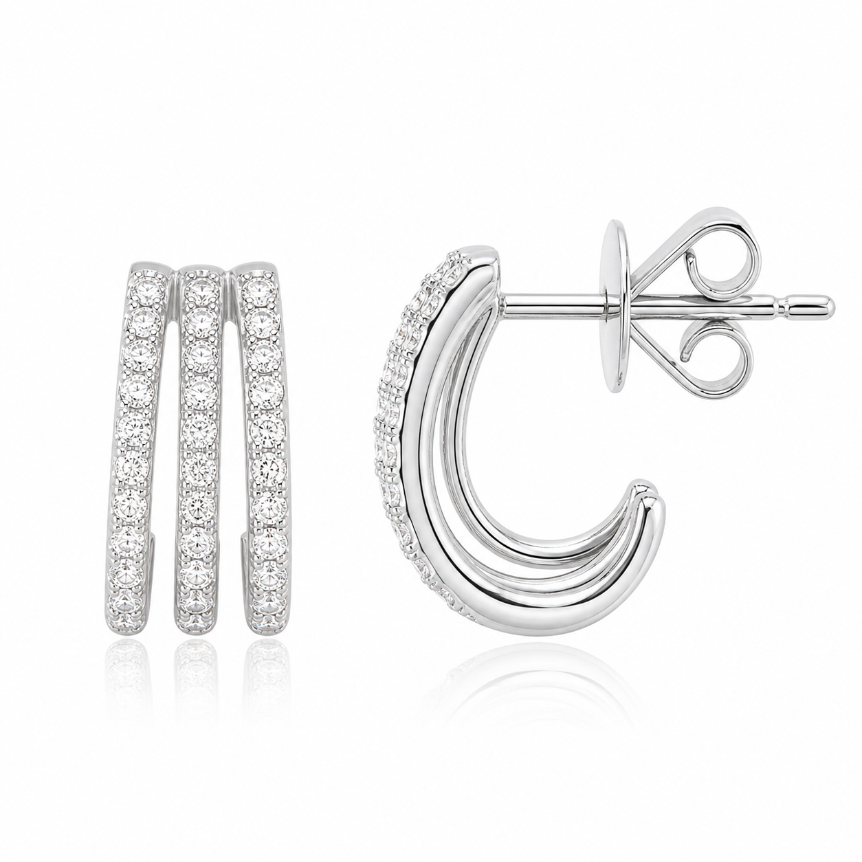 Three Pave Wrap Earrings product silver by SURI