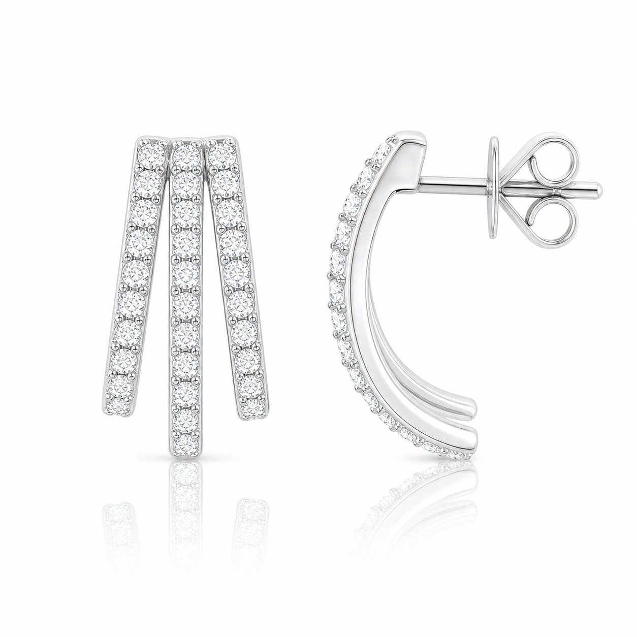 Three Pave Graduated Wrap Earrings product silver by SURI