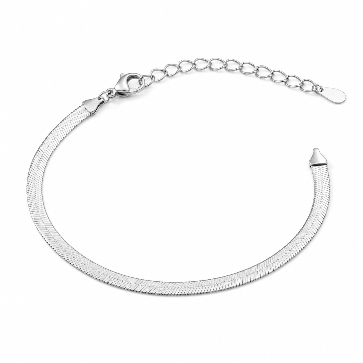 Isla Herringbone Anklet product silver by SURI