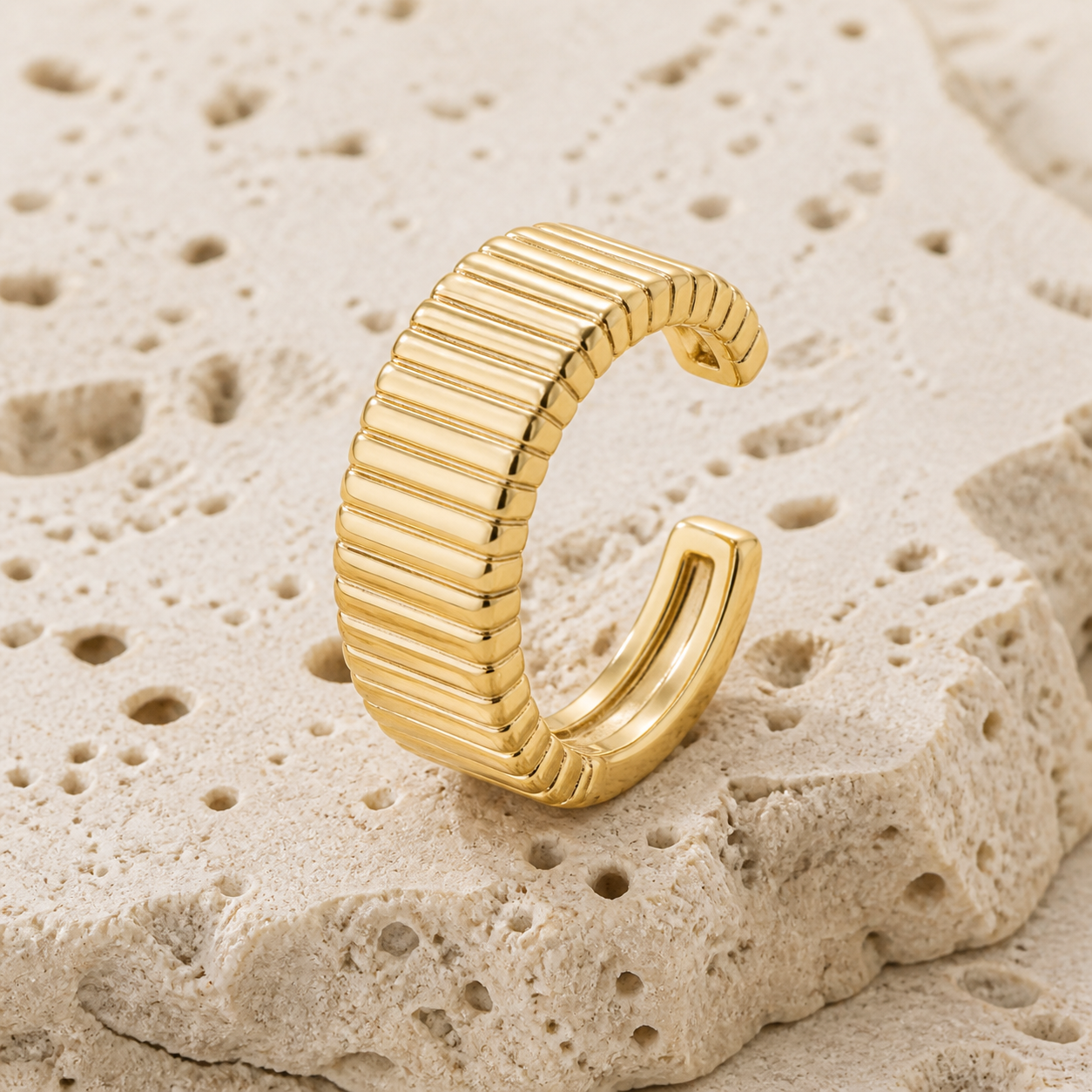 Fluted Gold Cuff rock gold by SURI