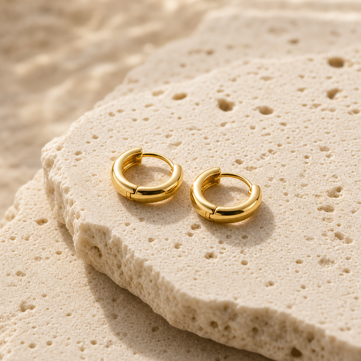 Solene Tiny Huggie Hoop Earrings stone detail gold by SURI