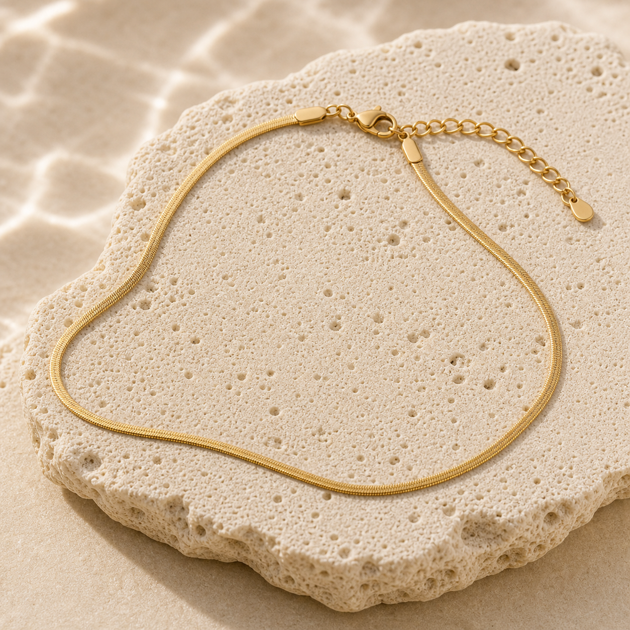 Celia Fine Snake Chain Choker stone detail gold by SURI