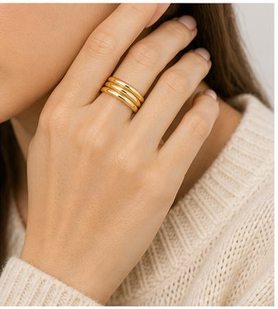 Vivia Triple Band Ring model gold by SURI