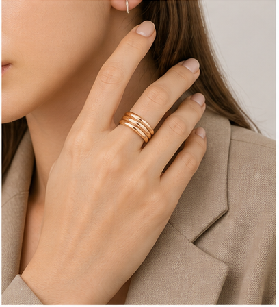 Vivia Triple Band Ring model rose gold by SURI