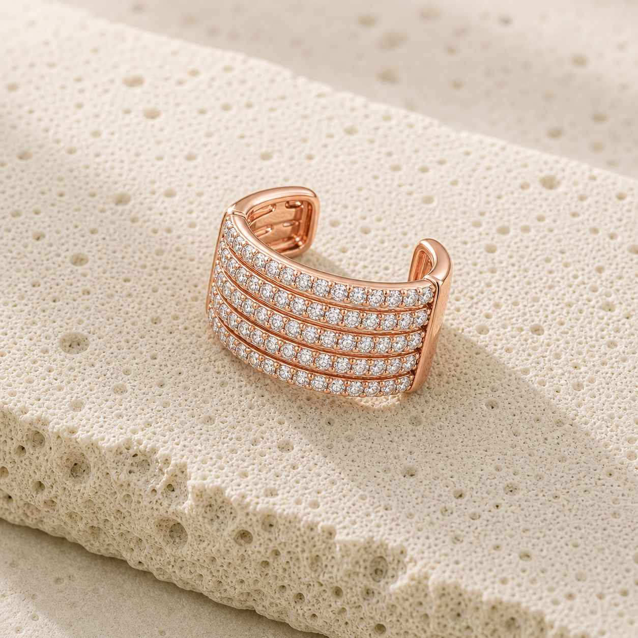Five Wrap Pave Cuff rock rose gold by SURI