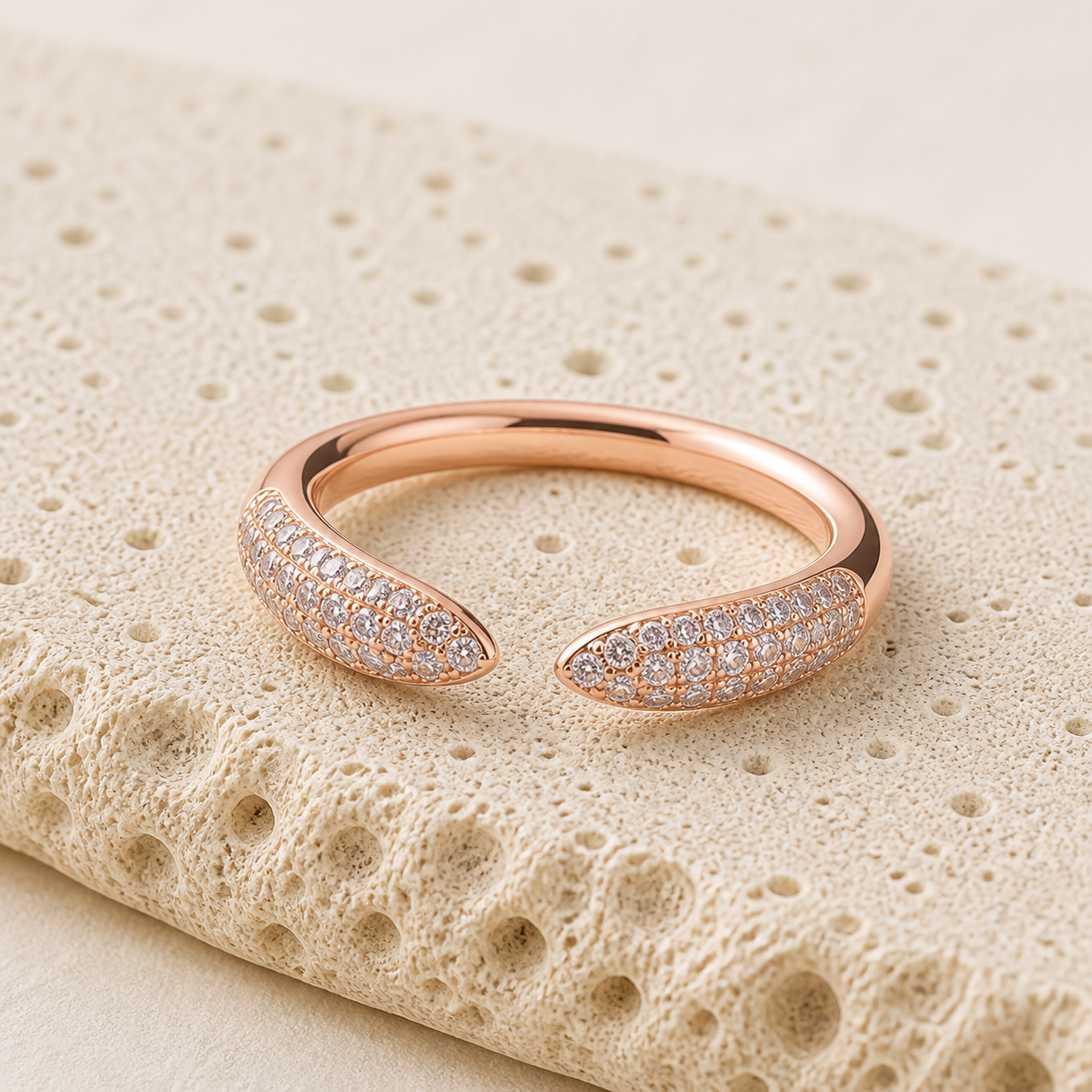 Pave Claw Ring rock rose gold by SURI