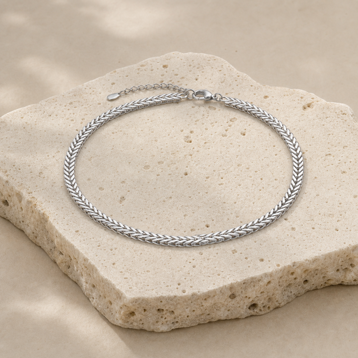 Soria Woven Choker stone detail silver by SURI