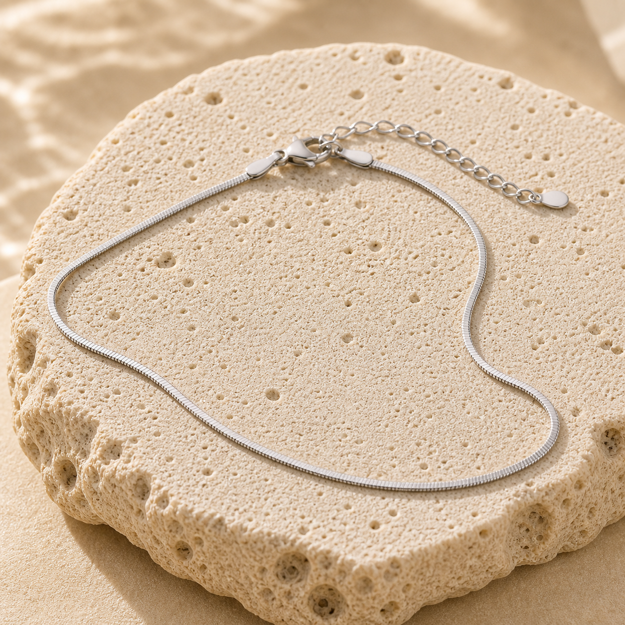 Celia Fine Snake Chain Choker stone detail silver by SURI