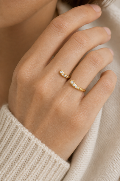 Thea Diamond Nesting Cuff Ring model gold by SURI
