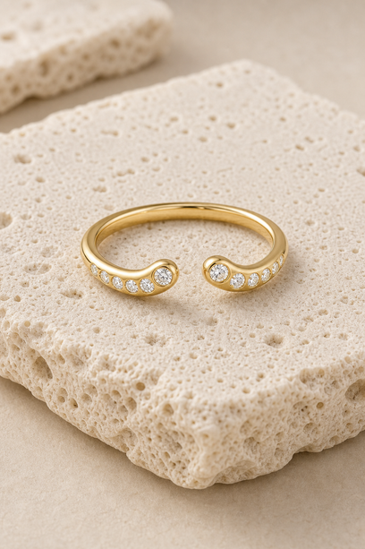 Thea Diamond Nesting Cuff Ring rock gold by SURI
