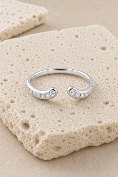 Thea Diamond Nesting Cuff Ring rock silver by SURI