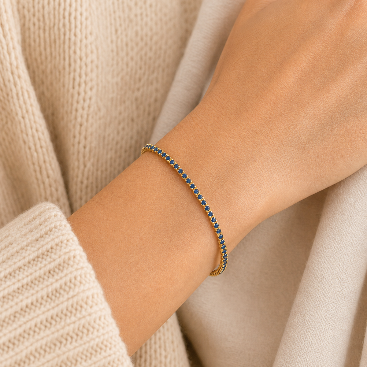 Liora Gemstone Tennis Bangle model gold by SURI