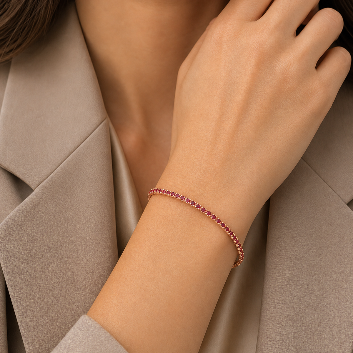 Liora Gemstone Tennis Bangle model rose gold by SURI