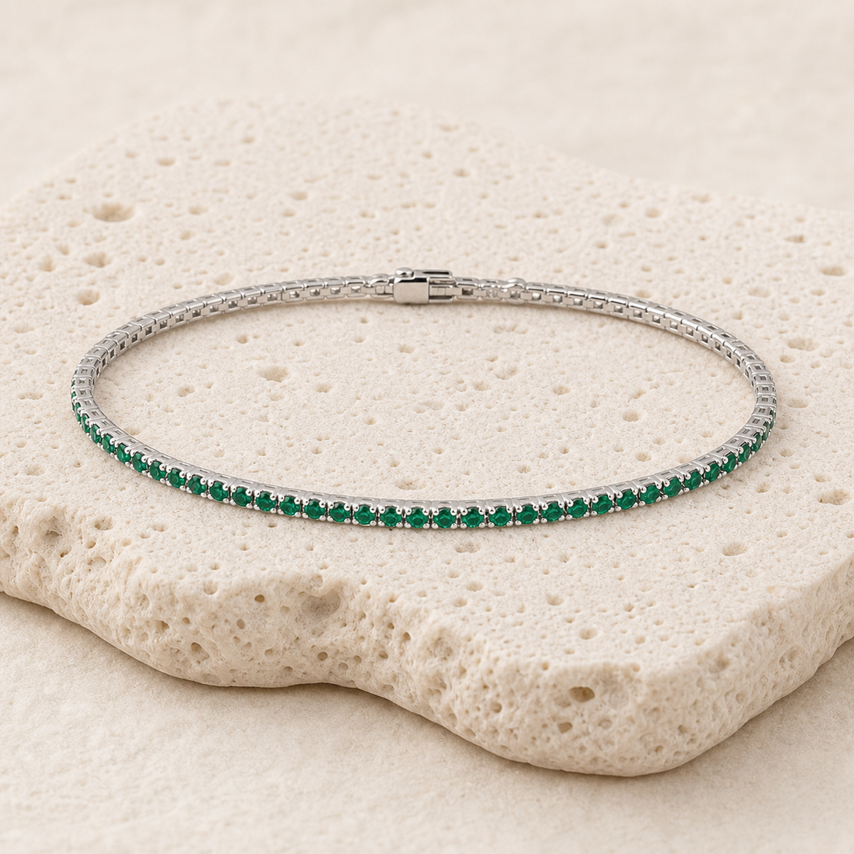 Liora Gemstone Tennis Bangle rock silver by SURI