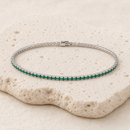 Liora Gemstone Tennis Bangle rock silver by SURI