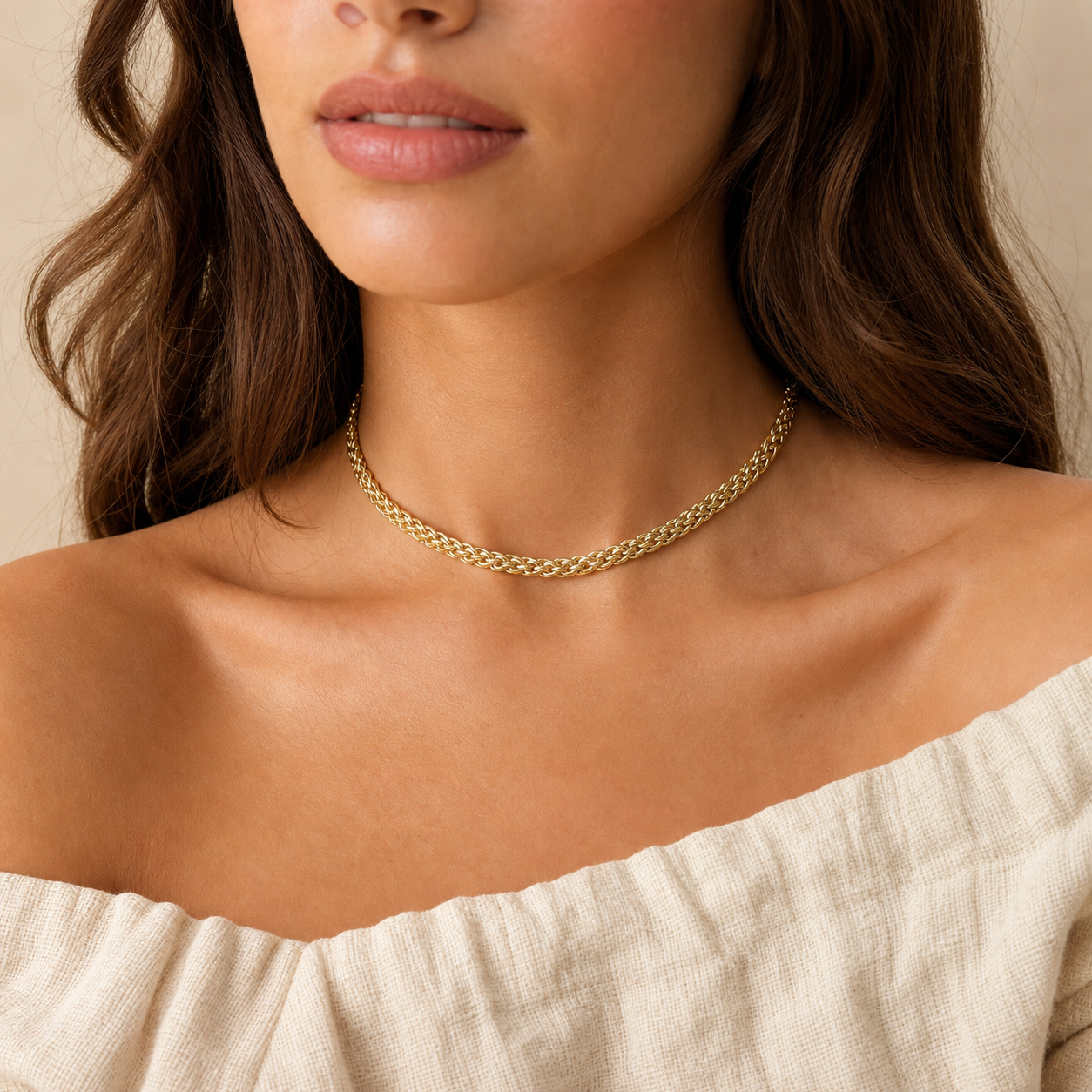 Soria Woven Choker model gold by SURI