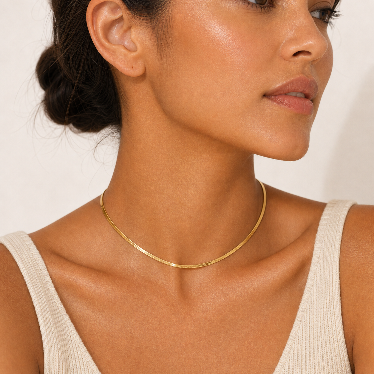 Celia Fine Snake Chain Choker model gold by SURI